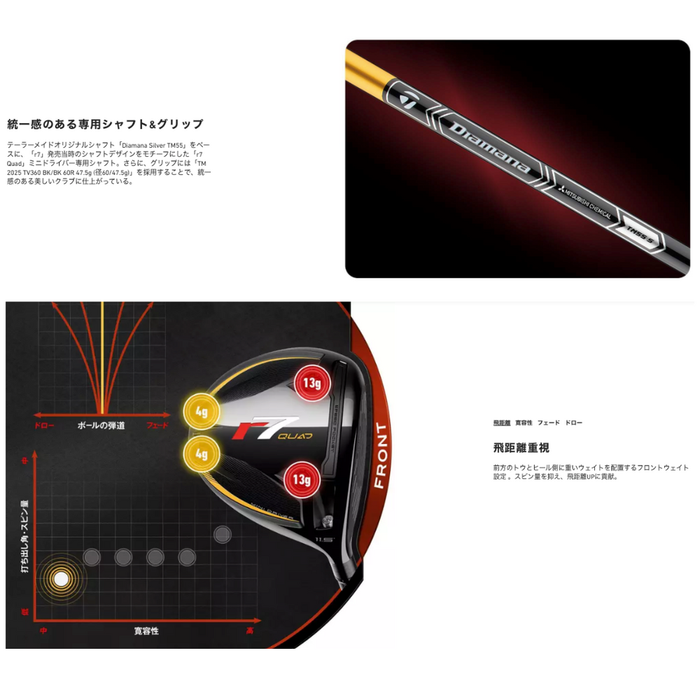 
                  
                    【数量限定】日本仕様テーラーメイド R7Quad Mini Driverクワッド ミニライバー純正Diamana TMシャフト メーカー正規品
                  
                